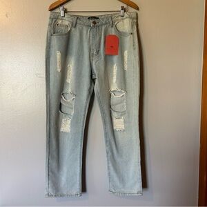 NWT Boutique‎ April Jeans Light Wash Distressed Boot Leg